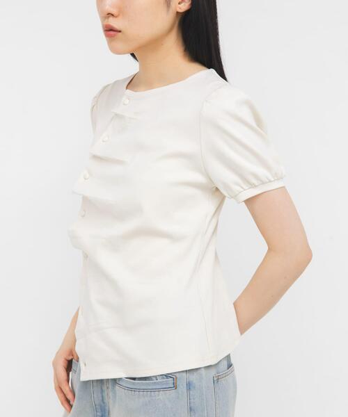 KBF(ケイビーエフ)の「アシメトリーデザインカットソー(Tシャツ/カットソー・レディース・ブラウン/アイボリー/グレー系その他・ONE)」の4枚目の写真