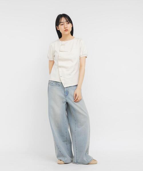 KBF(ケイビーエフ)の「アシメトリーデザインカットソー(Tシャツ/カットソー・レディース・ブラウン/アイボリー/グレー系その他・ONE)」の8枚目の写真