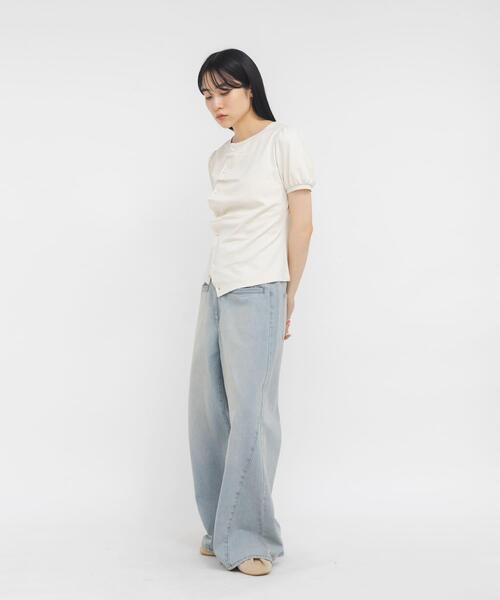 KBF(ケイビーエフ)の「アシメトリーデザインカットソー(Tシャツ/カットソー・レディース・ブラウン/アイボリー/グレー系その他・ONE)」の9枚目の写真