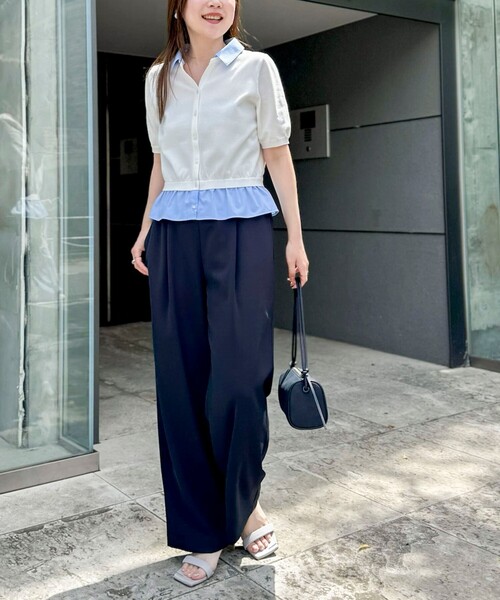 NOLLEY’S Sophi(ノーリーズソフィ)の「《セットアップ対応》NEW morisachiウォッシャブルツイルイージーワイドパンツ(その他パンツ・レディース・ホワイト/ネイビー/チャコールグレー・38/36/34)」の4枚目の写真