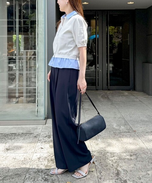 NOLLEY’S Sophi(ノーリーズソフィ)の「《セットアップ対応》NEW morisachiウォッシャブルツイルイージーワイドパンツ(その他パンツ・レディース・ホワイト/ネイビー/チャコールグレー・38/36/34)」の5枚目の写真