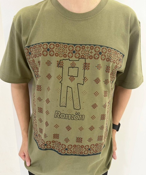 Romon（ロマン）の「ロマン【Romon】Standard T-shirts(bandana)（Tシャツ/カットソー・メンズ・ホワイト/ライトオリーブ/キャメル・L/M）」の4枚目の写真
