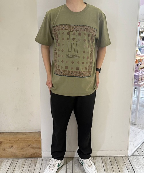 Romon（ロマン）の「ロマン【Romon】Standard T-shirts(bandana)（Tシャツ/カットソー・メンズ・ホワイト/ライトオリーブ/キャメル・L/M）」の6枚目の写真