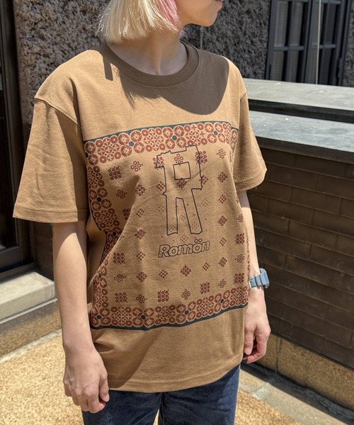 Romon（ロマン）の「ロマン【Romon】Standard T-shirts(bandana)（Tシャツ/カットソー・メンズ・ホワイト/ライトオリーブ/キャメル・L/M）」の9枚目の写真