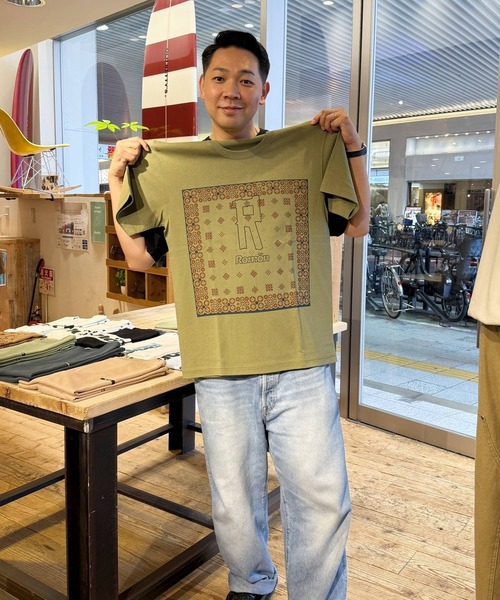 Romon（ロマン）の「ロマン【Romon】Standard T-shirts(bandana)（Tシャツ/カットソー・メンズ・ホワイト/ライトオリーブ/キャメル・L/M）」の10枚目の写真