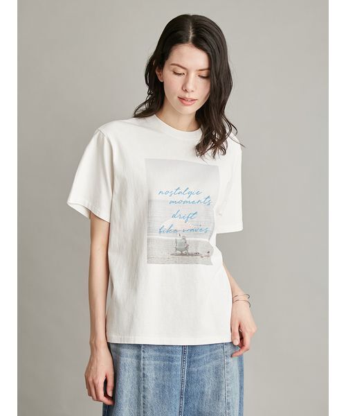 Mila Owen(ミラオーウェン)の「フォトプリントTシャツ(Tシャツ/カットソー・レディース・ピンク/ホワイト/ミント/チャコールグレー・F)」の8枚目の写真