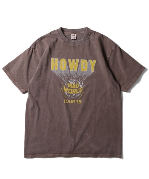 HOUSTON（ヒューストン）の「HOUSTON USED加工プリントTシャツ(HOWDY)（Tシャツ/カットソー・メンズ・ブラウン/ホワイト/マスタード/ネイビー・MEDIUM/XX-LARGE/X-LARGE/LARGE）」の2枚目の写真