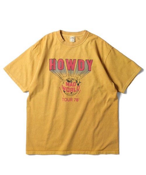 HOUSTON（ヒューストン）の「HOUSTON USED加工プリントTシャツ(HOWDY)（Tシャツ/カットソー・メンズ・ブラウン/ホワイト/マスタード/ネイビー・MEDIUM/XX-LARGE/X-LARGE/LARGE）」の4枚目の写真