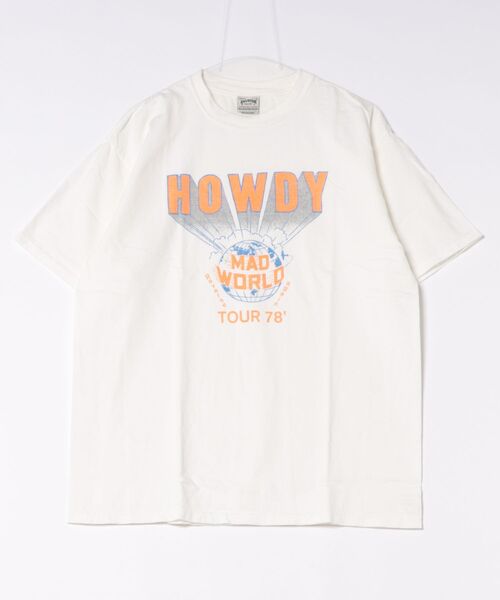 HOUSTON（ヒューストン）の「HOUSTON USED加工プリントTシャツ(HOWDY)（Tシャツ/カットソー・メンズ・ブラウン/ホワイト/マスタード/ネイビー・MEDIUM/XX-LARGE/X-LARGE/LARGE）」の5枚目の写真