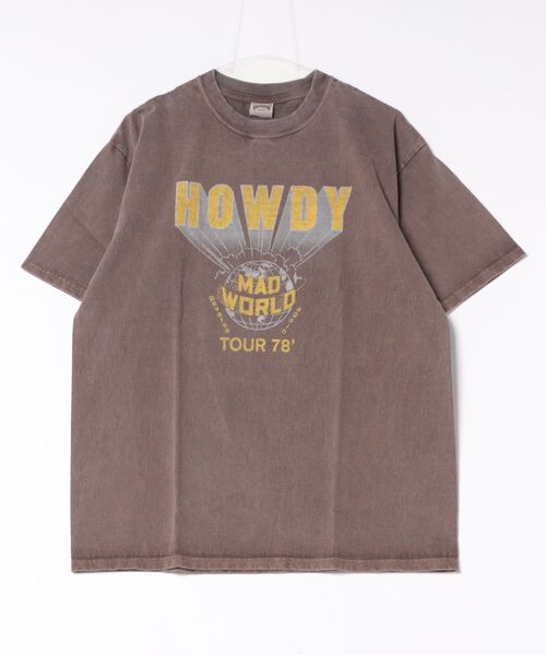 HOUSTON（ヒューストン）の「HOUSTON USED加工プリントTシャツ(HOWDY)（Tシャツ/カットソー・メンズ・ブラウン/ホワイト/マスタード/ネイビー・MEDIUM/XX-LARGE/X-LARGE/LARGE）」の6枚目の写真