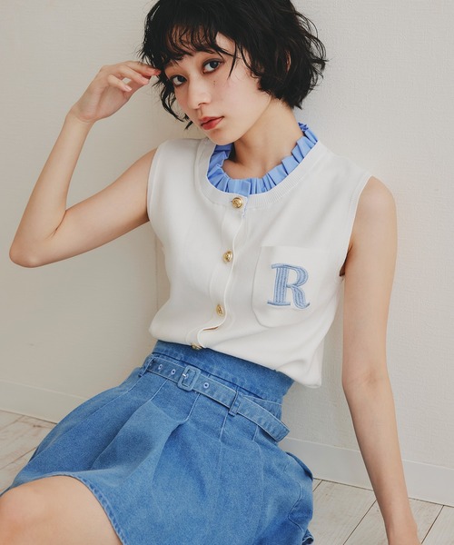 REDYAZEL(レディアゼル)の「デニムプリーツハイウエストミニスカート(デニムスカート・レディース・ネイビー/サックスブルー・FREE)」の5枚目の写真