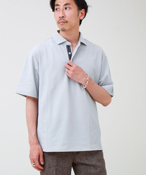 GLOSTER（グロスター）の「【速乾・ストレッチ・イージーケア】PERFECTEX ハイツイストカノコテープポロ（ポロシャツ・メンズ・ホワイト/グレイッシュベージュ/ブラック・L/S/M）」の6枚目の写真
