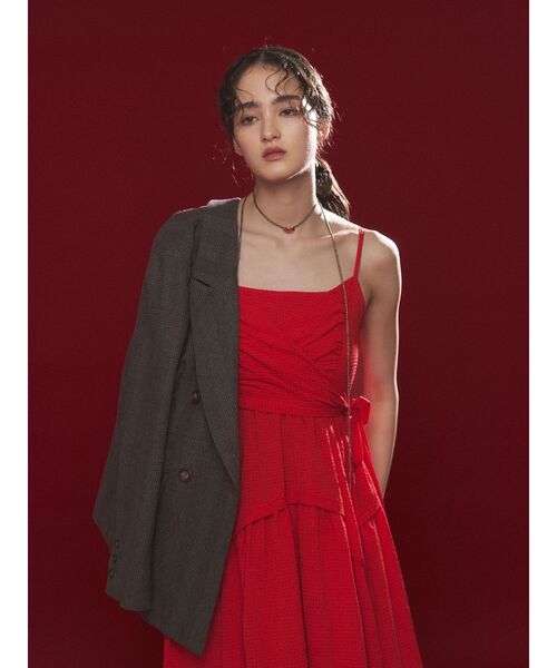 LAGUNAMOON（ラグナムーン）の「カシュクールボリュームキャミワンピース 【夏服】（ワンピース・レディース・イエロー/レッド/ブラック・MEDIUM/SMALL）」の7枚目の写真