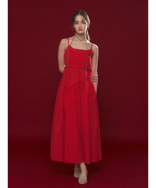 LAGUNAMOON（ラグナムーン）の「カシュクールボリュームキャミワンピース 【夏服】（ワンピース・レディース・イエロー/レッド/ブラック・MEDIUM/SMALL）」の9枚目の写真