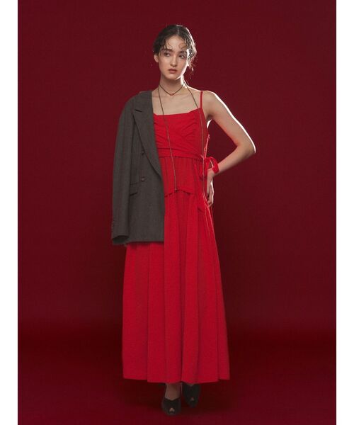LAGUNAMOON（ラグナムーン）の「カシュクールボリュームキャミワンピース 【夏服】（ワンピース・レディース・イエロー/レッド/ブラック・MEDIUM/SMALL）」の11枚目の写真