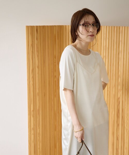 DISCOAT(ディスコート)の「【Noka】2WAYスクエアネックリブ半袖Tシャツ(Tシャツ/カットソー・レディース・オフホワイト/ブラック/ライトグレー・FREE)」の13枚目の写真