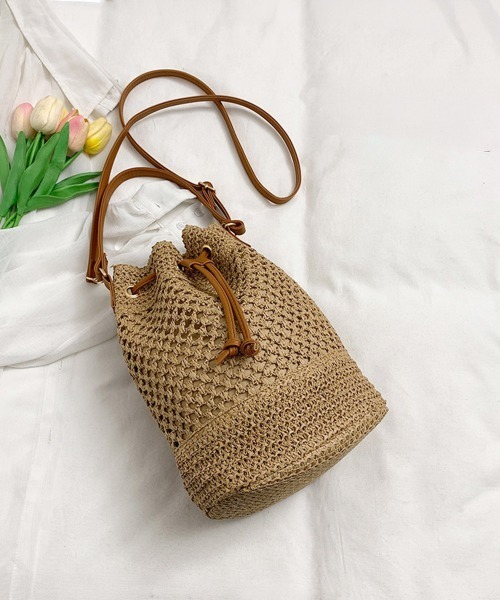 Miniministore(ミニミニストア)の「透かし編み巾着バケットバッグ かごバッグ(かごバッグ・レディース・キャメル/グリーン/ライトベージュ・FREE)」の20枚目の写真