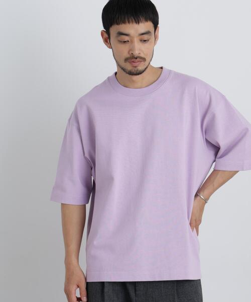 NANO universe(ナノユニバース)の「ヘビーウェイトカラーTシャツ 半袖(Tシャツ/カットソー・メンズ・ダークパープル/アイボリー/ラベンダー/ダークネイビー・L/M)」の4枚目の写真