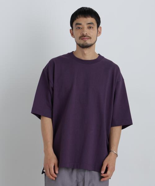 NANO universe(ナノユニバース)の「ヘビーウェイトカラーTシャツ 半袖(Tシャツ/カットソー・メンズ・ダークパープル/アイボリー/ラベンダー/ダークネイビー・L/M)」の11枚目の写真