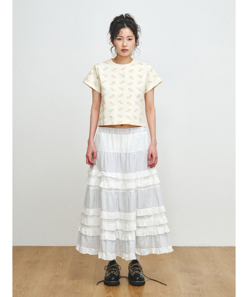 PLZPROJECT（プリーズプロジェクト）の「EYELET FRILL SKIRT, WHITE（スカート・レディース・ホワイト・FREE）」の2枚目の写真