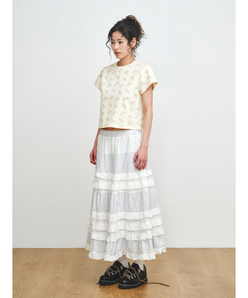 PLZPROJECT（プリーズプロジェクト）の「EYELET FRILL SKIRT, WHITE（スカート・レディース・ホワイト・FREE）」の3枚目の写真