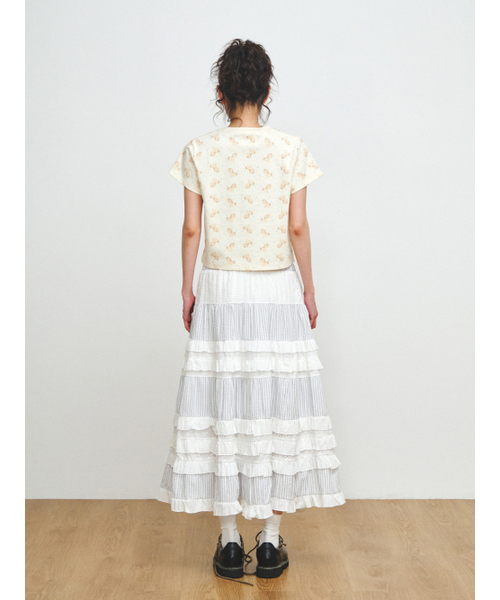 PLZPROJECT（プリーズプロジェクト）の「EYELET FRILL SKIRT, WHITE（スカート・レディース・ホワイト・FREE）」の4枚目の写真