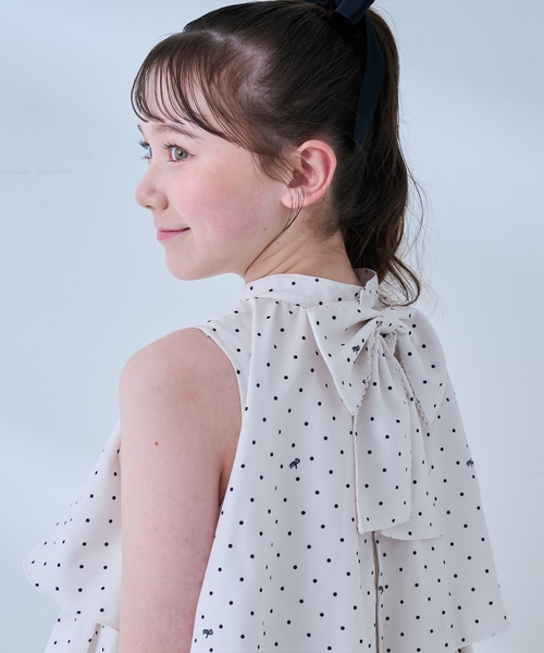 mezzo piano Junior(メゾピアノジュニア)の「アソート柄アメリカンスリーブ ティアードブラウス(シャツ/ブラウス・キッズ・ライトブルー/アイボリー・S:140cm/M:150cm/L:160cm)」の9枚目の写真