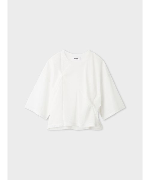 MIESROHE(ミースロエ)の「チュールレイヤードツイストTシャツ(Tシャツ/カットソー・レディース・ホワイト/ブラック・F)」の1枚目の写真