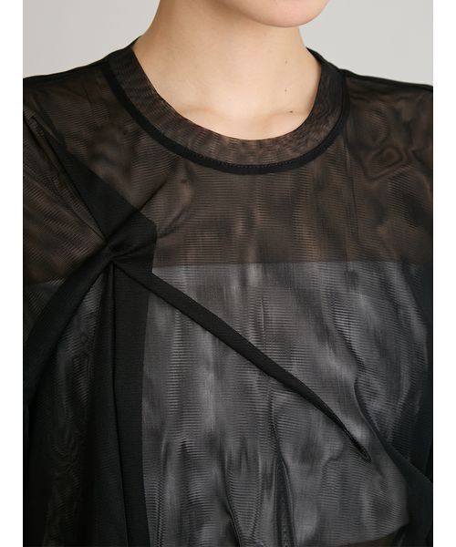 MIESROHE(ミースロエ)の「チュールレイヤードツイストTシャツ(Tシャツ/カットソー・レディース・ホワイト/ブラック・F)」の6枚目の写真