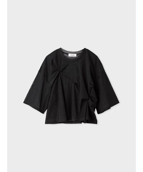 MIESROHE(ミースロエ)の「チュールレイヤードツイストTシャツ(Tシャツ/カットソー・レディース・ホワイト/ブラック・F)」の12枚目の写真