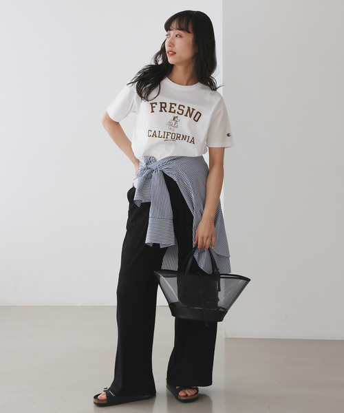 Champion(チャンピオン)の「《追加》Champion/チャンピオン SLOBE別注 ロゴTシャツ(Tシャツ/カットソー・レディース・ピンク/ホワイト/ネイビー・FREE)」の6枚目の写真