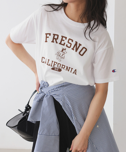 Champion(チャンピオン)の「《追加》Champion/チャンピオン SLOBE別注 ロゴTシャツ(Tシャツ/カットソー・レディース・ピンク/ホワイト/ネイビー・FREE)」の10枚目の写真