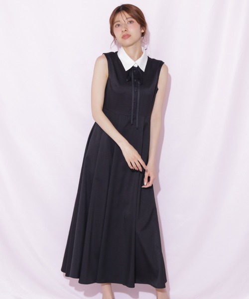 JILL by JILL STUART(ジルバイジルスチュアート)の「襟付きフレンチスリーブワンピース(ワンピース・レディース・ベージュ/ブラック/グレー・FREE)」の2枚目の写真
