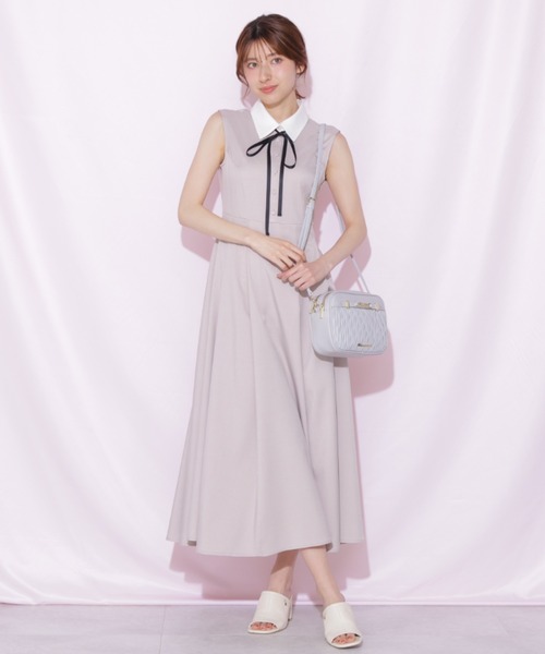 JILL by JILL STUART(ジルバイジルスチュアート)の「襟付きフレンチスリーブワンピース(ワンピース・レディース・ベージュ/ブラック/グレー・FREE)」の13枚目の写真