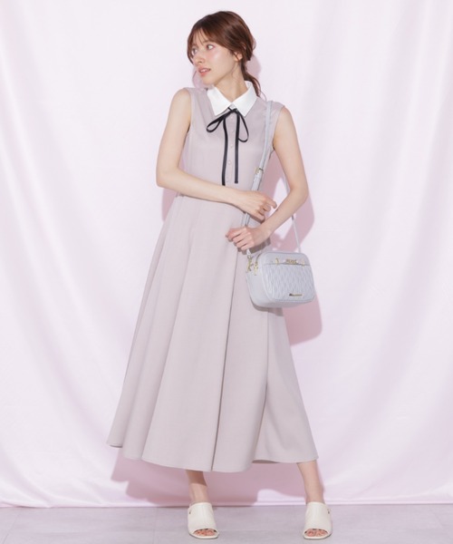 JILL by JILL STUART(ジルバイジルスチュアート)の「襟付きフレンチスリーブワンピース(ワンピース・レディース・ベージュ/ブラック/グレー・FREE)」の14枚目の写真
