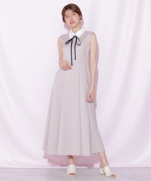 JILL by JILL STUART(ジルバイジルスチュアート)の「襟付きフレンチスリーブワンピース(ワンピース・レディース・ベージュ/ブラック/グレー・FREE)」の7枚目の写真