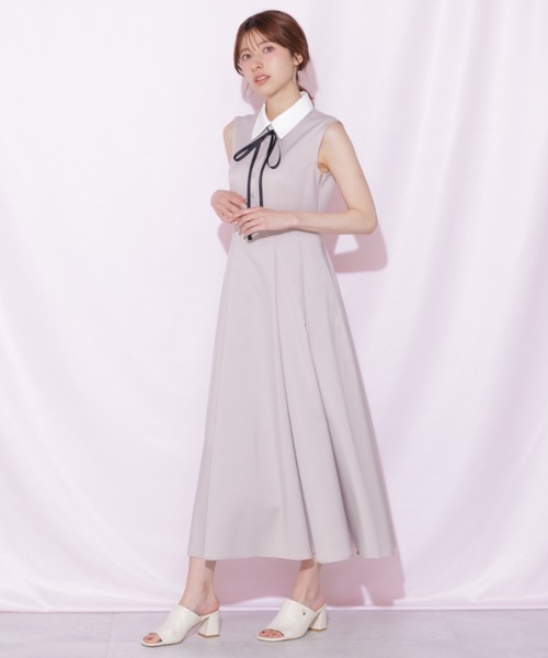 JILL by JILL STUART(ジルバイジルスチュアート)の「襟付きフレンチスリーブワンピース(ワンピース・レディース・ベージュ/ブラック/グレー・FREE)」の8枚目の写真
