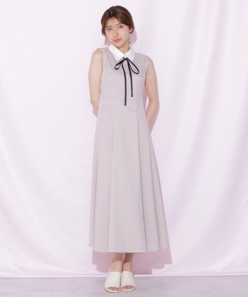 JILL by JILL STUART(ジルバイジルスチュアート)の「襟付きフレンチスリーブワンピース(ワンピース・レディース・ベージュ/ブラック/グレー・FREE)」の9枚目の写真
