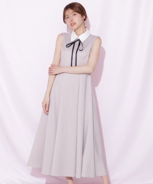 JILL by JILL STUART(ジルバイジルスチュアート)の「襟付きフレンチスリーブワンピース(ワンピース・レディース・ベージュ/ブラック/グレー・FREE)」の11枚目の写真
