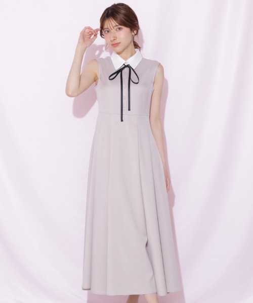 JILL by JILL STUART(ジルバイジルスチュアート)の「襟付きフレンチスリーブワンピース(ワンピース・レディース・ベージュ/ブラック/グレー・FREE)」の12枚目の写真