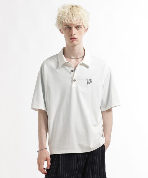 HARE(ハレ)の「【接触冷感】モノグラムシシュウポロカット(ポロシャツ・メンズ・ブラック/ホワイト/グリーン・FREE)」の20枚目の写真