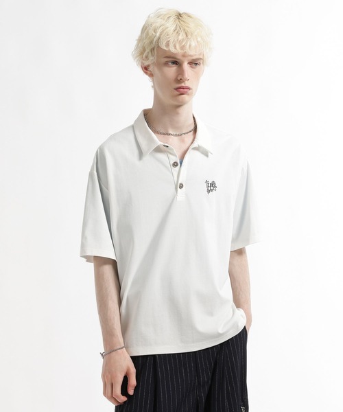 HARE(ハレ)の「【接触冷感】モノグラムシシュウポロカット(ポロシャツ・メンズ・ブラック/ホワイト/グリーン・FREE)」の19枚目の写真