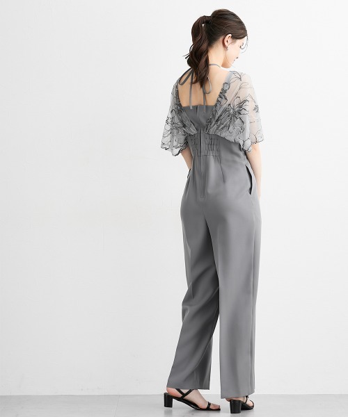 slattgir（スラットジール）の「高身長【結婚式・パーティー・オケージョンドレス】チュール刺しゅうデザインスリーブオールインワン（トールサイズ）（パンツドレス・レディース・グレー/ブラック・TM/TL/T3L/TLL）」の10枚目の写真