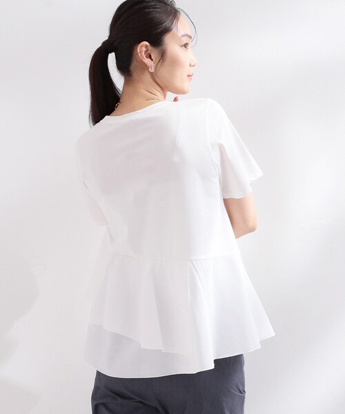 OPAQUE.CLIP（オペークドットクリップ）の「ペプラムドッキングカットソー【洗濯機OK】（Tシャツ/カットソー・レディース・ブラック/ホワイト/ダークブラウン/ライトブルー・38/40/42）」の5枚目の写真