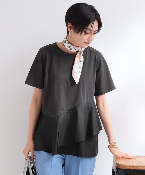OPAQUE.CLIP（オペークドットクリップ）の「ペプラムドッキングカットソー【洗濯機OK】（Tシャツ/カットソー・レディース・ブラック/ホワイト/ダークブラウン/ライトブルー・38/40/42）」の9枚目の写真