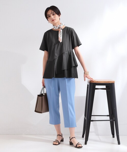 OPAQUE.CLIP（オペークドットクリップ）の「ペプラムドッキングカットソー【洗濯機OK】（Tシャツ/カットソー・レディース・ブラック/ホワイト/ダークブラウン/ライトブルー・38/40/42）」の10枚目の写真