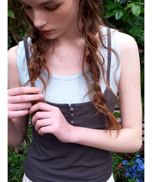 ETMON(エトモン)の「Color Layered Ribbed Top, Charcoal(Tシャツ/カットソー・レディース・その他・F)」の5枚目の写真