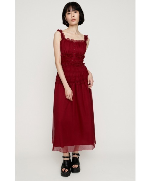 SLY(スライ)の「SHIRRING FRILL DRESS シャーリングフリルドレス 夏服 秋服(ワンピース・レディース・レッド/ブラック系その他2/ブラック・FREE)」の3枚目の写真