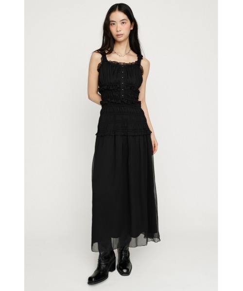 SLY(スライ)の「SHIRRING FRILL DRESS シャーリングフリルドレス 夏服 秋服(ワンピース・レディース・レッド/ブラック系その他2/ブラック・FREE)」の2枚目の写真