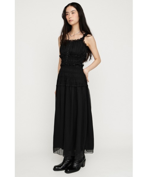 SLY(スライ)の「SHIRRING FRILL DRESS シャーリングフリルドレス 夏服 秋服(ワンピース・レディース・レッド/ブラック系その他2/ブラック・FREE)」の10枚目の写真